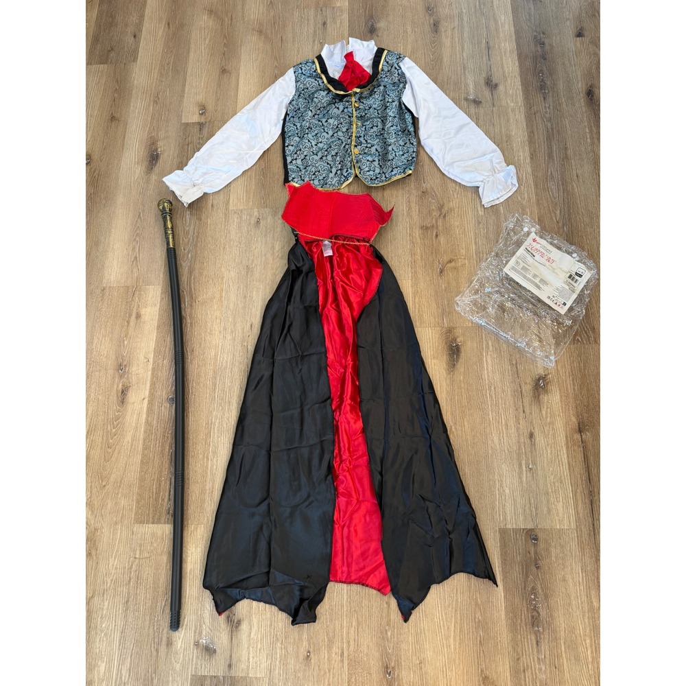 Morph Costumes Goth Vampire Boy Costume Boys XL Red Black Brocade Cape Cane